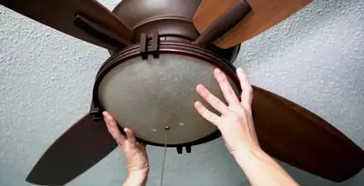 Ceiling fan repair and reinstallation on ceiling mount in Chico, CA