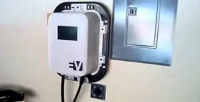 Electric car charger installation with wall-mounted EV charging station in Chico, CA
